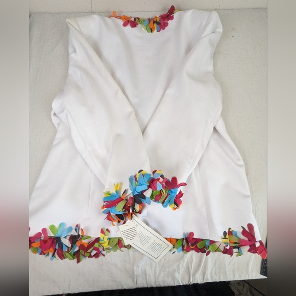 Style Midnight Velvet White Blazer with Multicolored Fringe NWT  22W Bag 6 - Picture 4 of 10